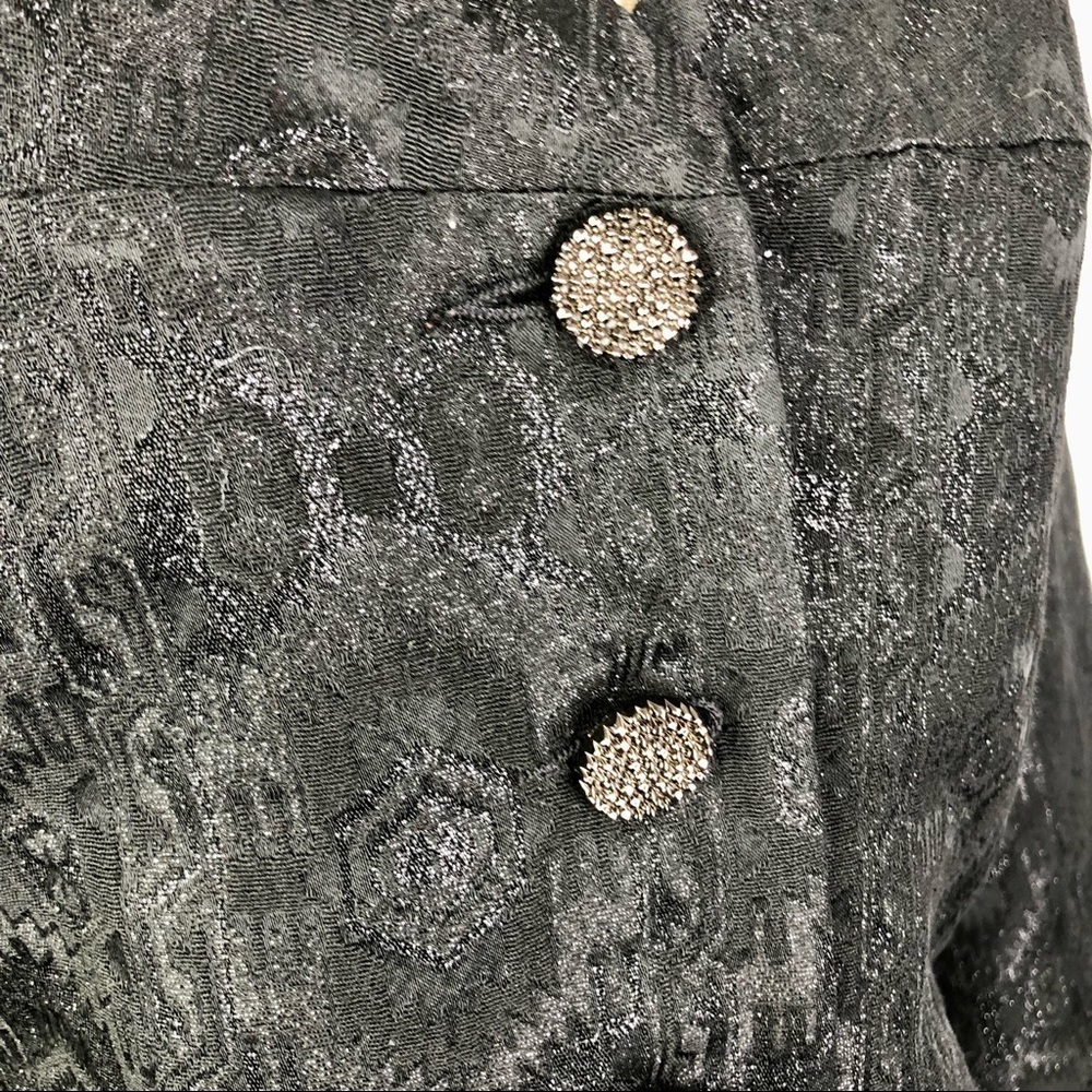 Nicole Miller Collection vintage jacket black metallic brocade bell sleeves S - Picture 4 of 11